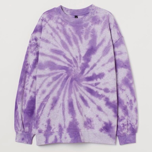 Purple and white tie dye crew neck sweater - Picture 1 of 5